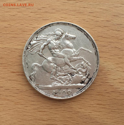 Великобритания 1 крона 1900 Королева Виктория Серебро - velikobritanija_1_krona_1900_koroleva_viktorija_serebro_krona_shajba