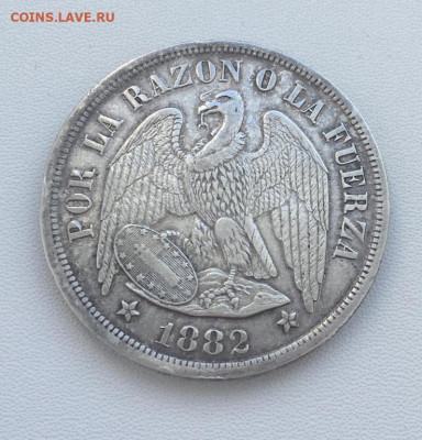 Чили 1 песо 1882 Кондор XF Серебро Крона Шайба - chili_1_peso_1882_kondor_xf_serebro_krona_shajba (1)