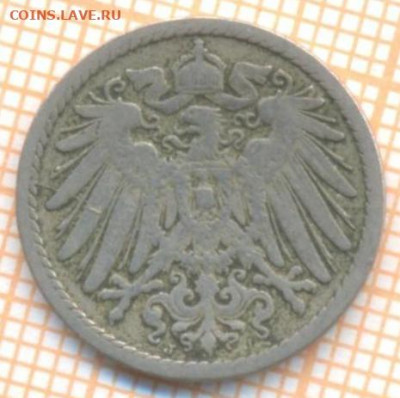 Германия 5 пф 1893 J г., до 02.12.2020 г. 22.00 по Москве - Германия 5 пф 1893 2446а