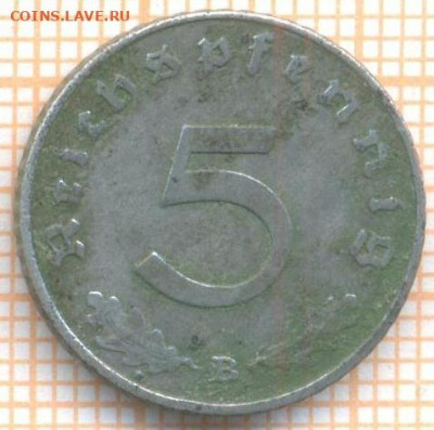 Германия 5 пф 1940 В г., до 02.12.2020 г. 22.00 по Москве - Германия 5 пф 1940 2449