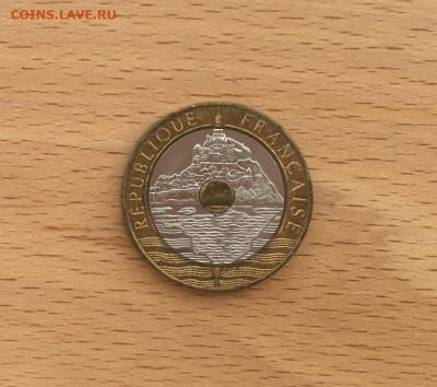 биметалл триметалл Франция 20 франков 1992 Замок - bimetall_trimetall_francija_20_frankov_1992_zamok_mon_sen_mishel (1)
