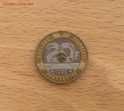 биметалл триметалл Франция 20 франков 1992 Замок - bimetall_trimetall_francija_20_frankov_1992_zamok_mon_sen_mishel