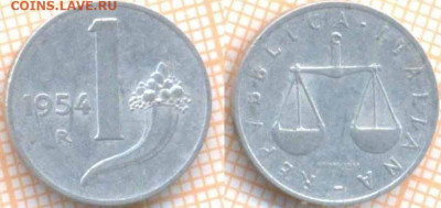 Италия 1 лира 1954 г., до 02.12.2020 г. 22.00 по Москве - Италия 1 лира 1954 1422