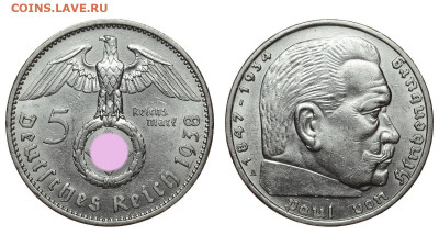 Германия. 5 рейхсмарок 1938 г. Гинденбург. До 03.12.20. - Р538.JPG