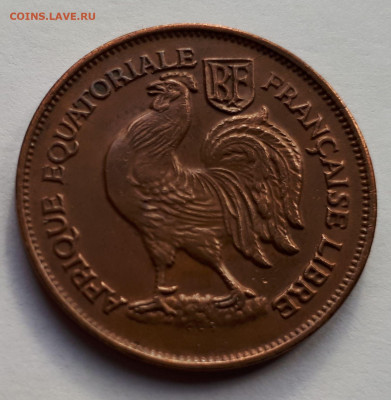 Французская Экваториальная Африка 1 франк 1943 г. Сохран! - 8