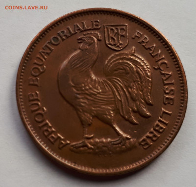 Французская Экваториальная Африка 1 франк 1943 г. Сохран! - 6