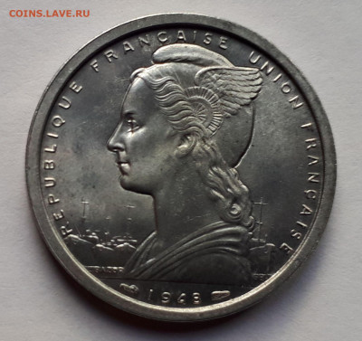 Французская Экваториальная Африка 2 франка 1948 г. Сохран! - 7