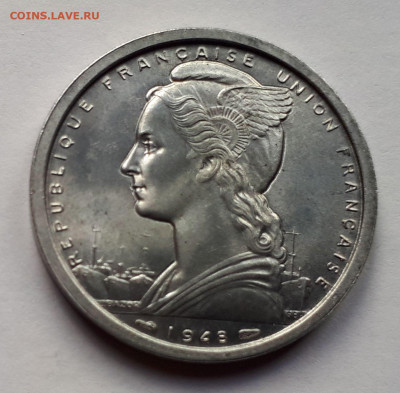 Французская Экваториальная Африка 2 франка 1948 г. Сохран! - 6