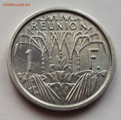 Реюньон Французский 1 франк 1948. Сохран! UNC - 4