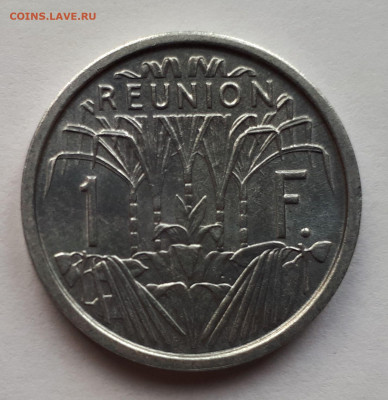 Реюньон Французский 1 франк 1948. Сохран! UNC - 3