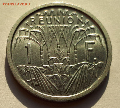Реюньон Французский 1 франк 1964. Сохран! UNC - 2