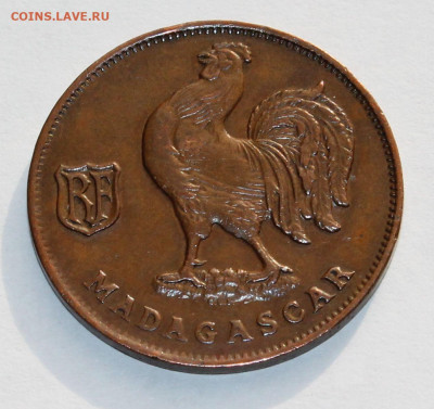 Французский Мадагаскар 1 франк 1943. Сохран! - 9
