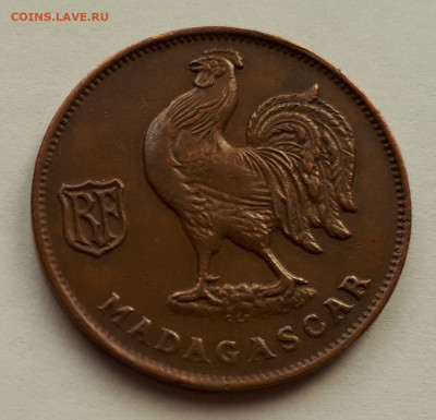 Французский Мадагаскар 1 франк 1943. Сохран! - 6