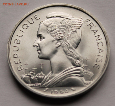 Коморские острова 5 франков 1964 г.Тираж - 1 000 000. Сохран - 4.