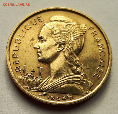 Коморские острова 10 франков 1964 г. Тираж - 600 000. Сохран - 4