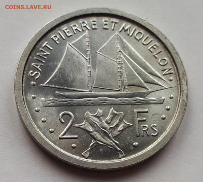Сен Пьер и Микелон 2 франка 1948. Тираж - 300 000. Сохран. - 4