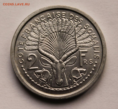Французское Сомали 2 франка 1959 г. Тираж - 200 000. UNC - 1.