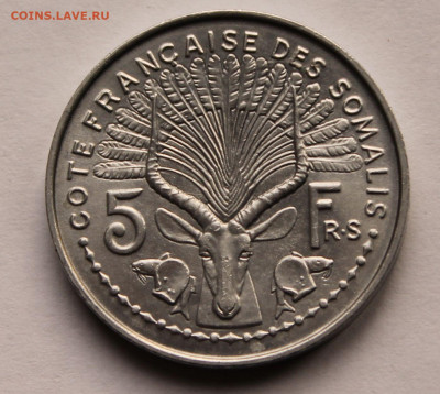Французское Сомали 5 франков 1959 г. Тираж - 500 000. UNC - 1
