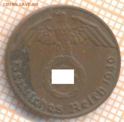 Германия 1 пф 1940 J г.,до  07.12.2020 г. 22.00 по Москве - Германия 1 пф 1940 2460закр