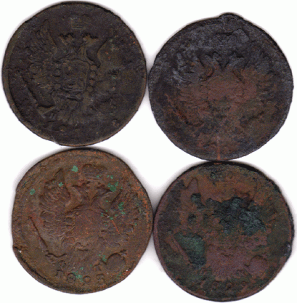 4 ШТ.ПО КОПЕЙКЕ 1819.????.1825.1829ГГ. ДО 30 МАЯ - 4-по-копейки-1