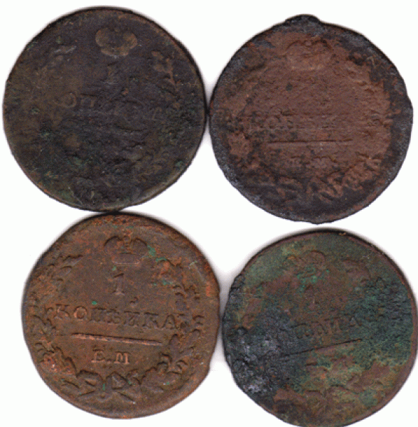 4 ШТ.ПО КОПЕЙКЕ 1819.????.1825.1829ГГ. ДО 30 МАЯ - 4-по-копейки-2