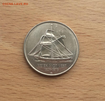 Норвегия 5 крон 1975 150 лет иммиграции в Америку корабль - norvegija_5_kron_1975_150_let_immigracii_v_ameriku_korabl_parusnik_flot