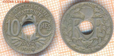 Франция 10 сантимов 1919 г., до 09.12.2020 г. 22.00 по Москв - Франция 10 сантимов 1919 1840