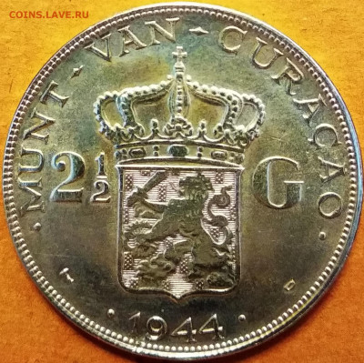 2 ½ гульдена Кюрасао 1944 г. XF- до 07.12.20 22:00мск - IMG_20201204_200631