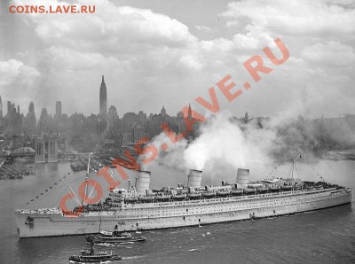 Монеты с Корабликами - RMS_Queen_Mary_20Jun1945_NewYork