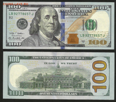 США 100 долларов 2009 года без оборота - 8.12 22:00 мск - 100