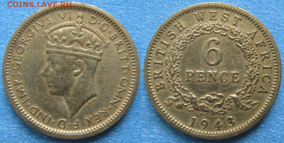 Брит Зап Африка 6 пенсов 1943 до 13-12-20 в 22:00 - Брит Зап Африка 6 пенсов 1943     8818