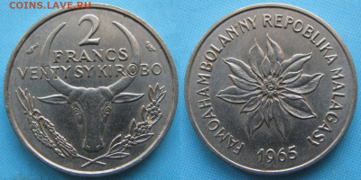Малагасийская респ(Мадагаскар) 2 франка 1965  до 14-12-20 - Малагасийская республика 2 франка 1965    A67