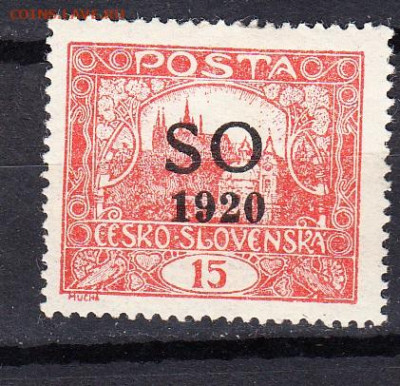 Чехословакия 1920 1м ** надпечатка на 15г до 14 12 - 34