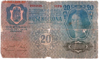 20 крон 1913 г. Оккупированная Австри до 17.12.20 г. в 23.00 - 023