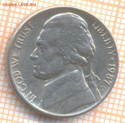 США 5 центов 1987 г., до 15.12.2020 г. 22.00 по Москве - США 5 центов 1987 2107а