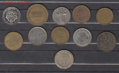 Жетоны иностранные 11шт до 19 12 - 63а