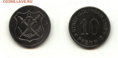 Монеты с Корабликами - stal_germanija_notgeldy_zolingen_10_pfeningov_1919_god