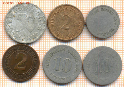 Германия 6 монет с недостатками, до 21.12.2020 г. 22.00 по М - Германия 6 монет 2477а