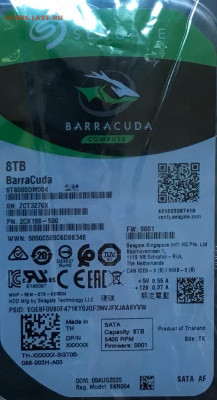 Жесткий диск Seagate Barracuda 8TB новый до 21.12.2020г. - 2GK1HunNaAI