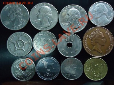 Иностранные монеты 12 шт - лот иностр