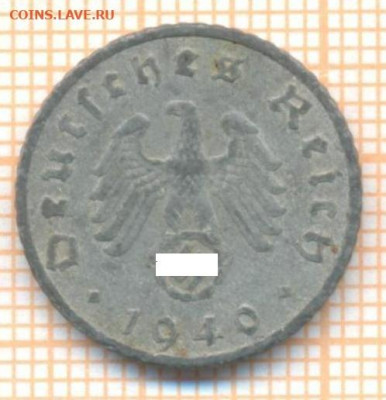 Германия 5 пф 1940F г., до 22.12.2020 г. 22.00 по Москве - Германия 5 пф 1940 2491а закр
