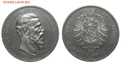 Пруссия. 5 марок 1888 г. Фридрих. До 23.12.20. - Р584.JPG