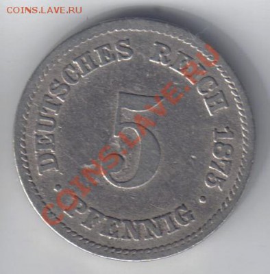 Германия 5 пфеннигов 1875А до 1.10 21.00мск - Германия 5 пфенниг 1875А-1