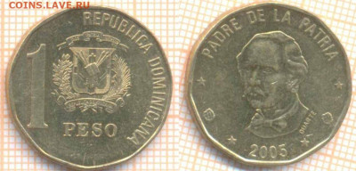 Доминикана 1 песо 2005 г., до 24.12.2020 г. 22.00 по Москве - Доминикана 1 песо 2005 584