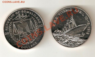 Любителям кораблей-5$ 2002 Сомалилэнд Титаник(шайба) - image0