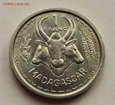 Французский Мадагаскар 1 франк 1948. Сохран! UNC - 4