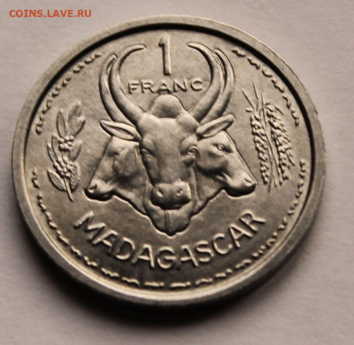 Французский Мадагаскар 1 франк 1948. Сохран! UNC - 2