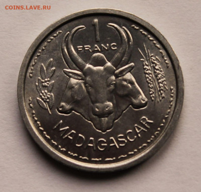 Французский Мадагаскар 1 франк 1948. Сохран! UNC - 1