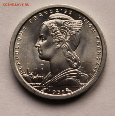 Французский Мадагаскар 1 франк 1958. Сохран! UNC - 9