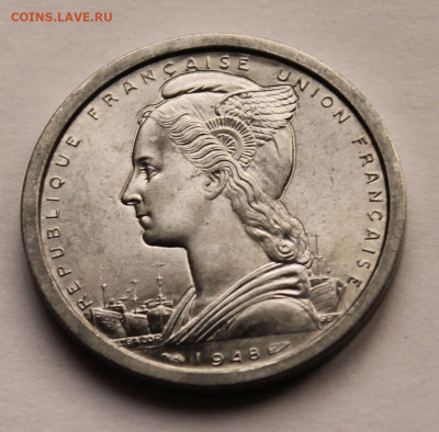 Французский Мадагаскар 2 франка 1948. Сохран! UNC - 7